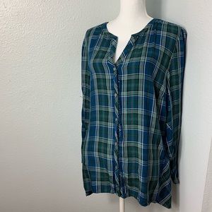 J jill plaid button front shirt